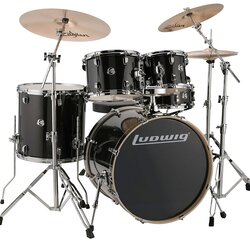 Ludwig Element Evolution 5 - piece Drum Set with 22 in. Bass Drum and Zildjian I Series Cymbals Black Sparkle