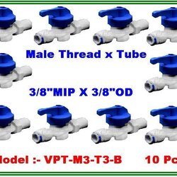 Ball valve plastic union male thread 3/8" MIP & tube 3/8" OD แพ๊ค 10 ชิ้น