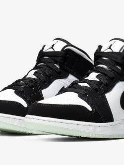 Nike Air Jordan 1 Mid GS Panda White Black Teal Tint