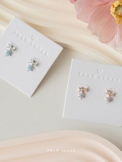 Mini Bow & Flower Earrings - ต่างหูโบว์และดอกไม้ตุ้งติ้งขนาดมินิ (ก้านต่างหูเงินแท้)