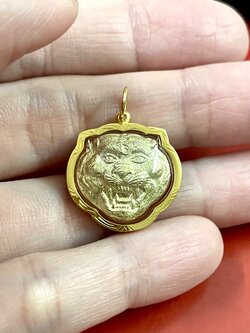 ✅ 1,590 เท่านั้น จี้เหรียญหน้าเสือ หลวงพ่อเปิ่น วัดบางพระ กรอบทองแท้