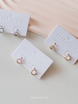 Circle Gorgeous Mini Hoop Earrings - ต่างหูห่วงดีไซน์วงกลมประดับคริสตัลหรือมุก