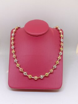 สร้อยทองอิตาลี่ ลายลูกบอลแฟนซีเหลี่ยมเพชร เล่นไฟวิบวับ ทอง3กษัตริย์