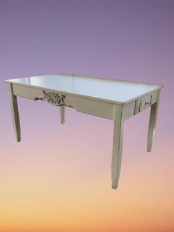 โต๊ะอาหาร 2 ลิ้นชัก รุ่น Emily ขนาด W 90 x L 150 x H 78 Cms. สีขาวครีม