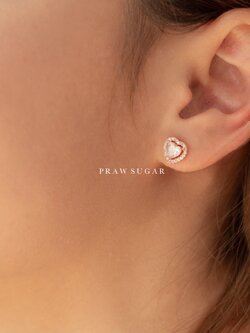 Classic Heart Stud Earrings - ต่างหูหัวใจคลาสสิคเพชรล้อม (มี 3 สี) (ก้านต่างหูเงินแท้)