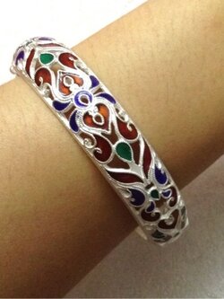 กำไลเงินแท้ ลายลงยาสุโขทัย