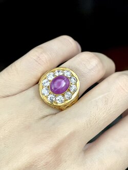 แหวนลิลลี่สตาร์ล้อมเพชรรัสเซีย ทองแท้