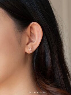 Mini Butterfly Gorgeous Earrings - ต่างหูผีเสื้อตุ้งติ้งกลมขนาดเล็ก (ก้านต่างหูเงินแท้)