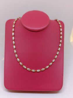 สร้อยทองอิตาลี่ ลายแฟนซีเมล็ดข้าวเจียระไนเหลี่ยมเพชร2กษัตริย์