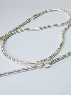 รหัสสินค้า N361 สร้อยคอเงินแท้ ลายกระดูกงู 5 ห่วง (แขวนพระได้ 5 องค์) - ความยาว 26 นิ้ว