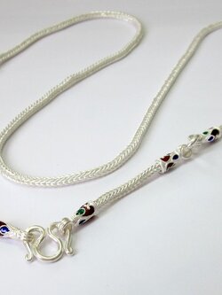 ลดราคา 20%!! สร้อยคอ เงินแท้ ลายลงยา 5 ห่วง - แขวนพระได้ 5 องค์ (ยาว 24 นิ้ว) (หนัก 2.5 บ.)