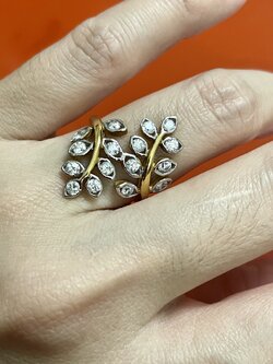 แหวนใบมะกอก เพชรรัสเซีย ทองแท้