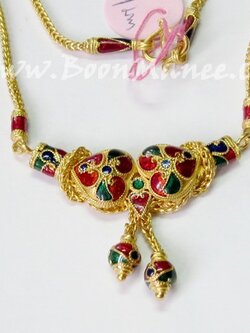 สร้อยคอทองแท้ 96.5% ลงยาสวยๆ หนัก 1 บ. (15.2 กรัม) - ยาว 16 นิ้ว