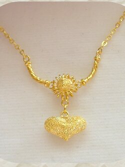 สร้อยคอ ทองแท้ 96.5% ประดับจี้หัวใจ น้ำหนัก 3.8 กรัม