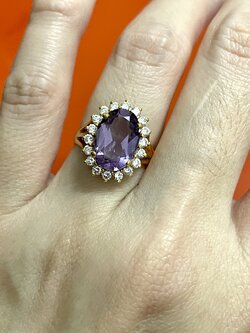 แหวนอเมทิสต์ ล้อมเพชรรัสเซีย ทองแท้