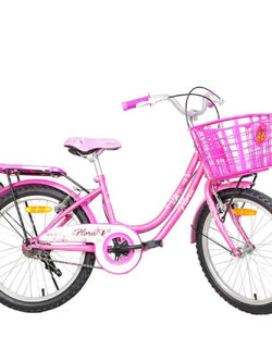 รถเด็กผู้หญิง LA Flora 20 นิ้ว มีที่ซ้อน มีตะกร้า สำหรับเด็ก 7-10 ปี