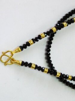 สร้อยคอคริสตัลนิลดำ คั่นทองแท้ 96.5% (ทอง 1 สลึง)