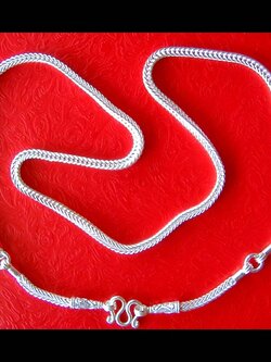 ลดราคา 25%!! สร้อยคอเงินแท้ ลายสี่เสา (สามารถแขวนพระได้ถึง 5 องค์) หนา 3 มิล สวมหัวได้ ยาวทั้งเส้น 26 นิ้วฟุต