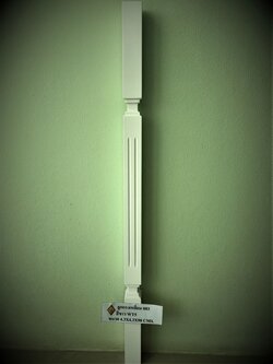 ไม้ลูกกรงบันได ลูกกรงสี่เหลี่ยม 003 ไม้จริง สีขาว PU WT5 ขนาด 4.3 x 4.3 x 90 Cms.