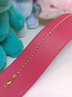 สร้อยข้อมือทองอิตาลี่ 18K ลวดลายเมล็ดข้าว3กษัตริย์ ขนาดความยาวพิเศษ