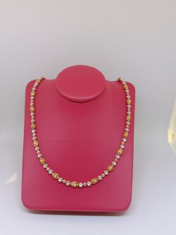 สร้อยทองอิตาลี่ ลายแฟนซี 3กษัตริย์ มีเมล็ดข้าวกับลูกบอลเหลี่ยมเพชรเล่นไฟ