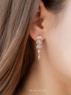 Gorgeous Leaf Long Earrings - ต่างหูใบไม้ทรงระย้า (มี 3 สี) (ก้านต่างหูเงินแท้)