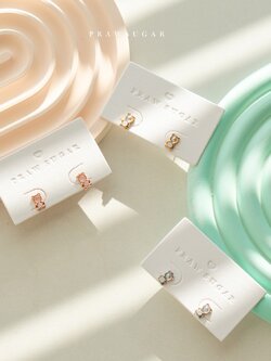 Mini Lovely Bear Earrings - ต่างหูน้องหมีขนาดมินิ (ก้านต่างหูเงินแท้)