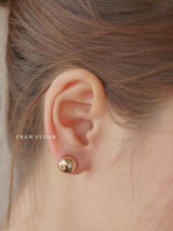 Circle Ball Hoop Earrings - ต่างหูห่วงทรงกลม (ก้านต่างหูเงินแท้)
