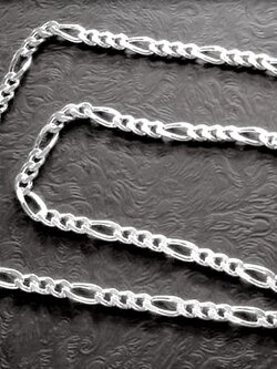 รหัสสินค้า N3120 สร้อยคอเลส ลาย 3:1 เงินแท้ ขนาด 5 มิล (ความยาวทั้งเส้น 22 นิ้ว)