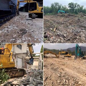 รถแม็คโครรับจ้างรื้อป่าถมที่ โทร 098-4693941 แม็คโครให้เช่า ขุดสระ วางท่อ ถมที่ รื้อป่า แย๊กปูน ทุบปูน ทำรั้ว วางเสา