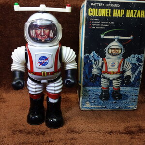 60s Marx Colonel Hap Hazard Battery Op Tin Toy