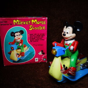 60s Masudaya Mickey Mouse Scooter Battery Operated Tin Toy