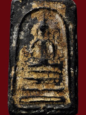 พระสมเด็จบางขุนพรหม พิมพ์ฐานคู่ กรุเก่า ลงรักไทย ปิดทองเดิม