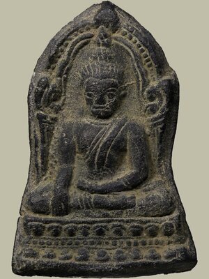 พระพุทธชินราชใบเสมา พิมพ์ใหญ่ เนื้อชินเงินสนิมตืนกา สภาพผิวเดิมๆ จ.พิษณุโลก