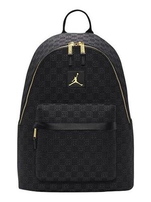 Nike Air Jordan Gold Logo Monogram Backpack 'Black'