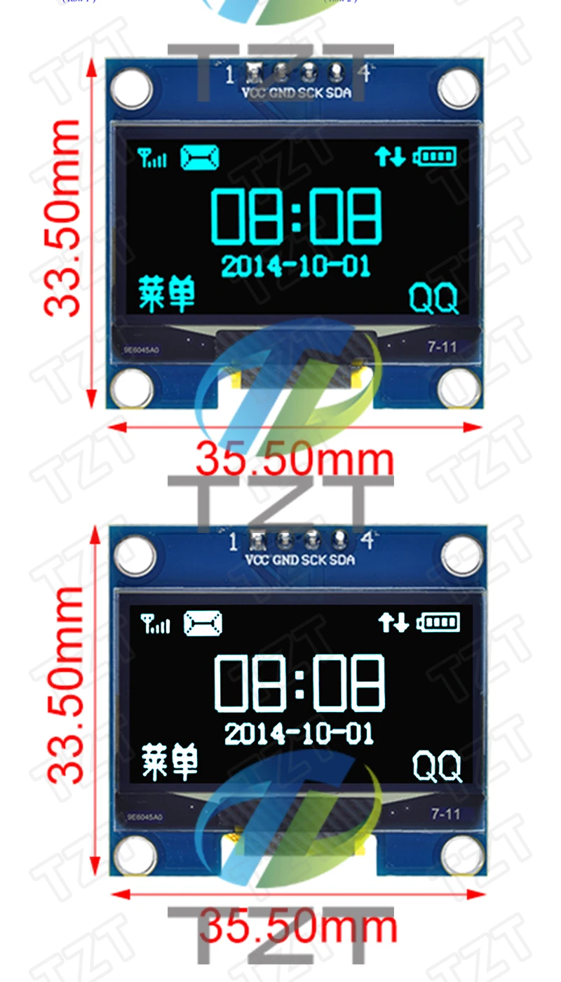 จอ OLED 1.3 นิ้ว I2C เวอร์ชั่น 2.2 ตัวอักษรสีขาว