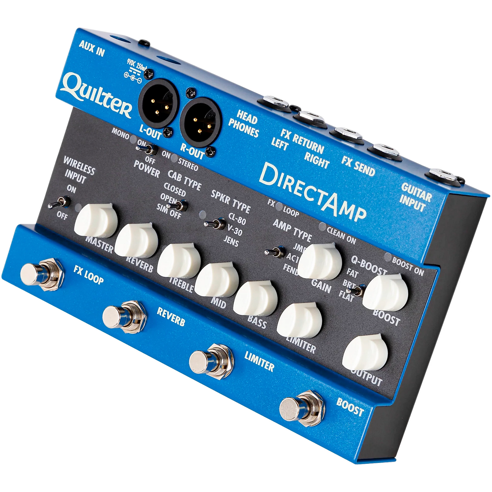 Quilter Labs DirectAmp Stereo Amp Simulator Effects Pedal Blue