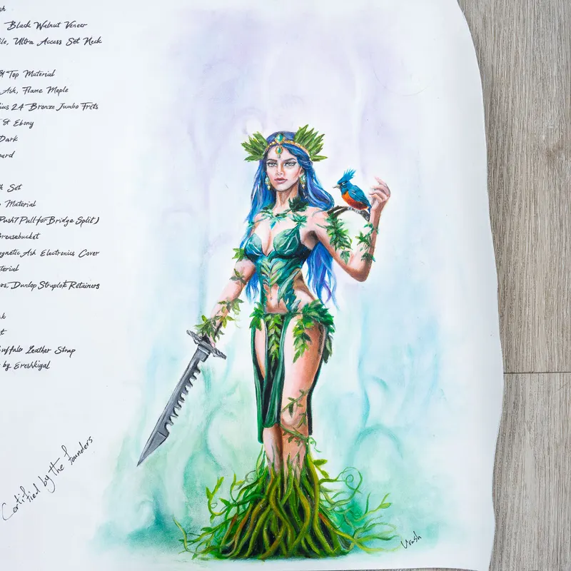 Ereshkigal Original Series Urash Sword Breaker 7-String Baritone Multi-Scale Guitar, Resin Art Burl